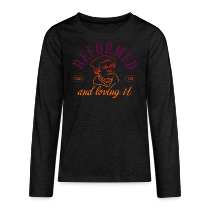 Reformed & Loving It (Color) Reformation Day Kid's Long Sleeve Shirt - charcoal grey