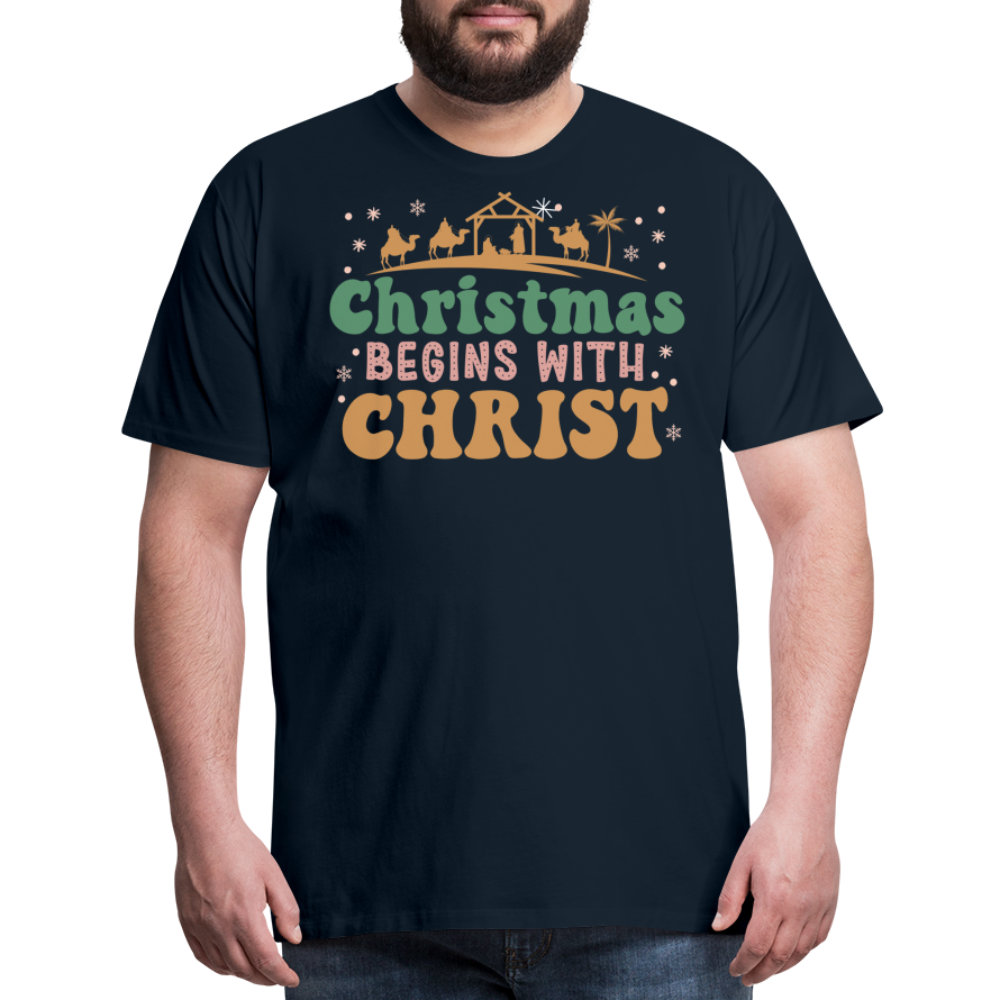 Christmas Begins with Christ is Born Christmas Family Men's Premium T-Shirt - deep navy