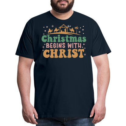 Christmas Begins with Christ is Born Christmas Family Men's Premium T-Shirt - deep navy