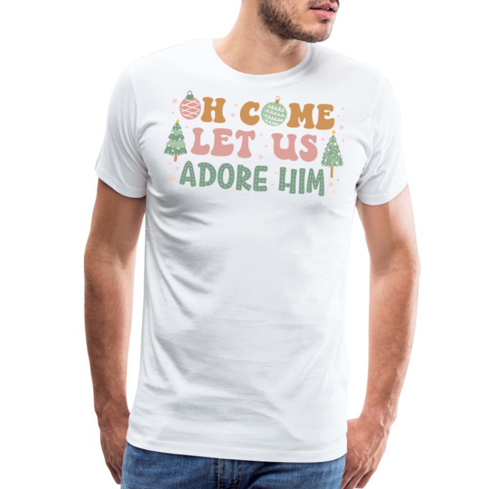 Oh Come Let Us Adore Him Christmas Family Men's Premium T-Shirt - white