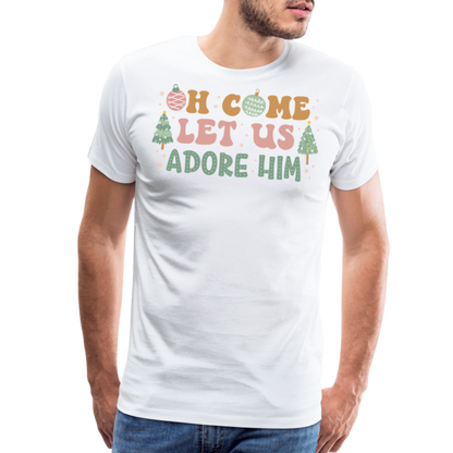 Oh Come Let Us Adore Him Christmas Family Men's Premium T-Shirt - white