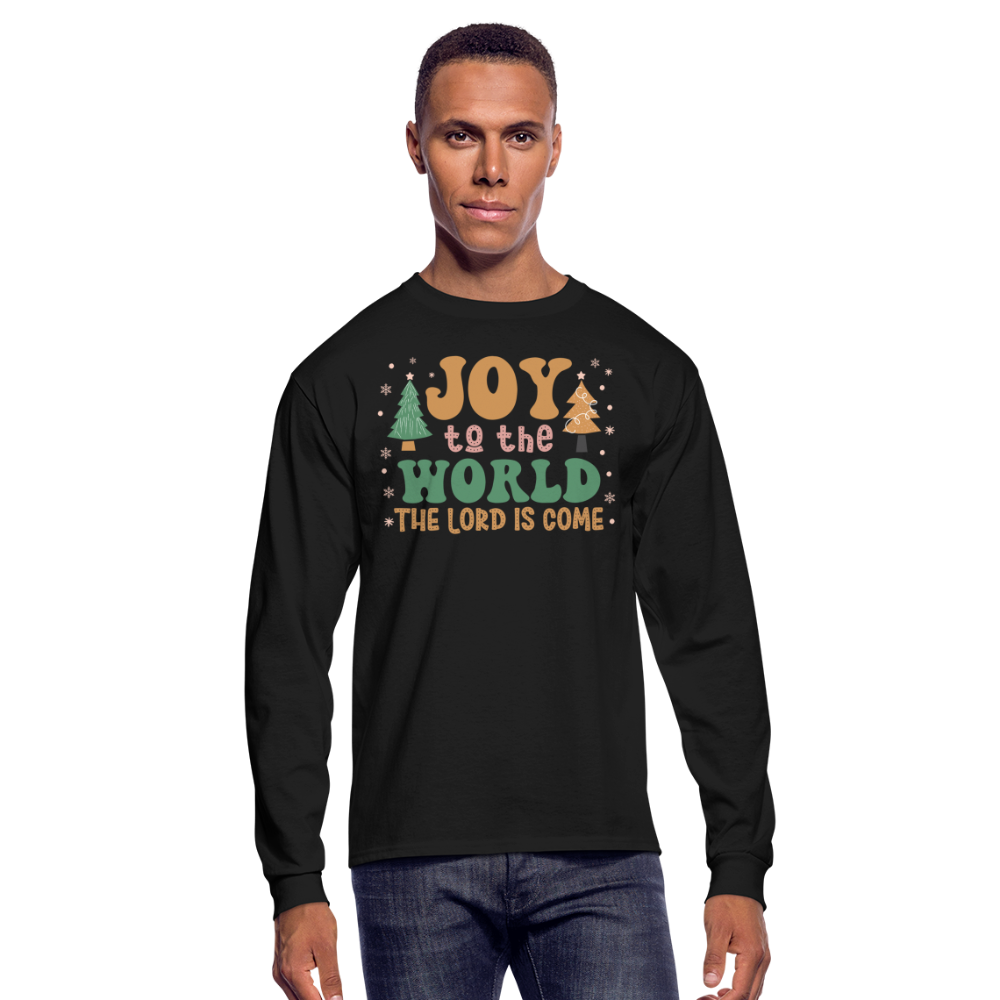 Joy to the World Christmas Family Men's Long Sleeve T-Shirt - black