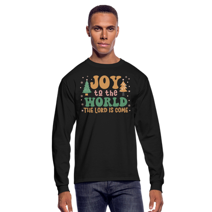 Joy to the World Christmas Family Men's Long Sleeve T-Shirt - black