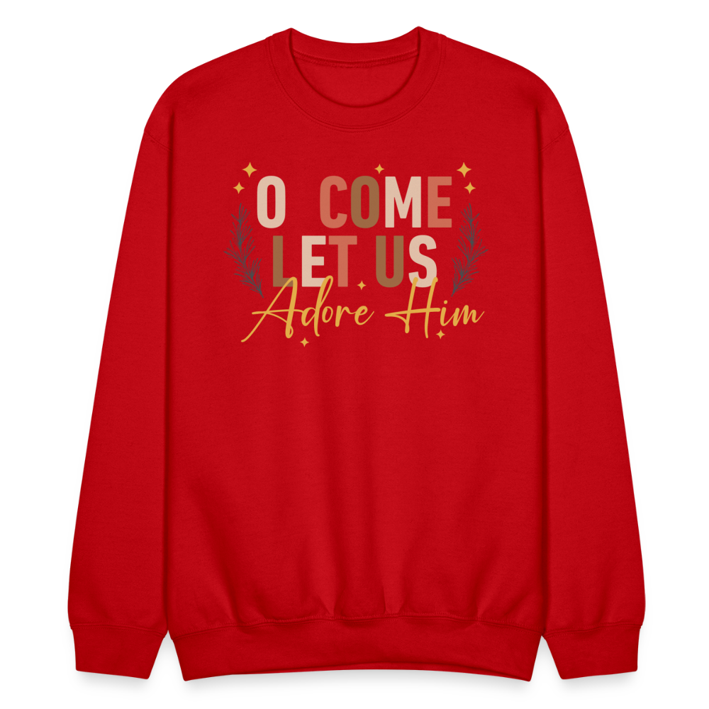 O Come Let us Adore Him Christmas Men's Sweater - red