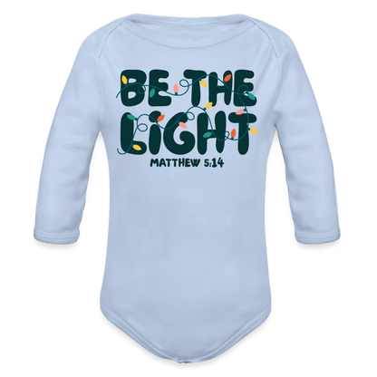 Be the Light Christmas Baby Long Sleeve Onesie - sky