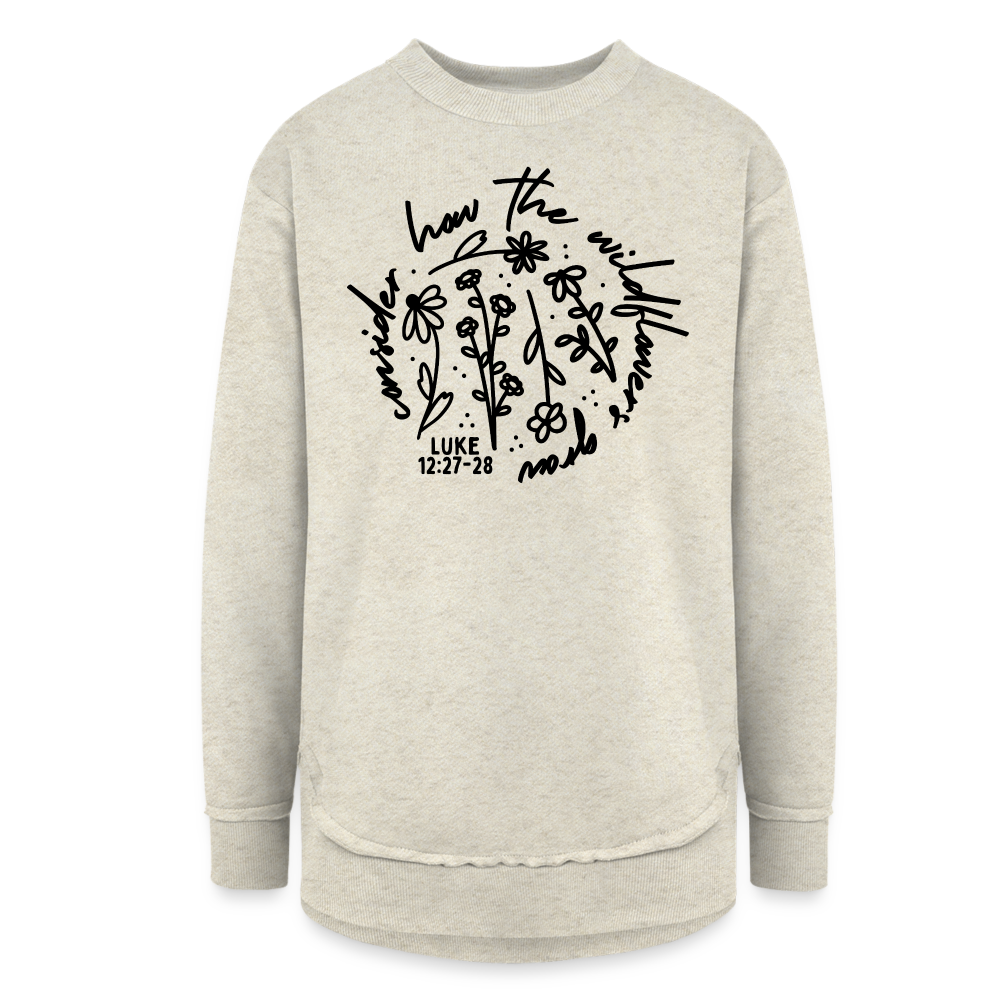 Consider the Wildflowers (B) Women's Weekend Tunic Fleece Sweatshirt - heather oatmeal