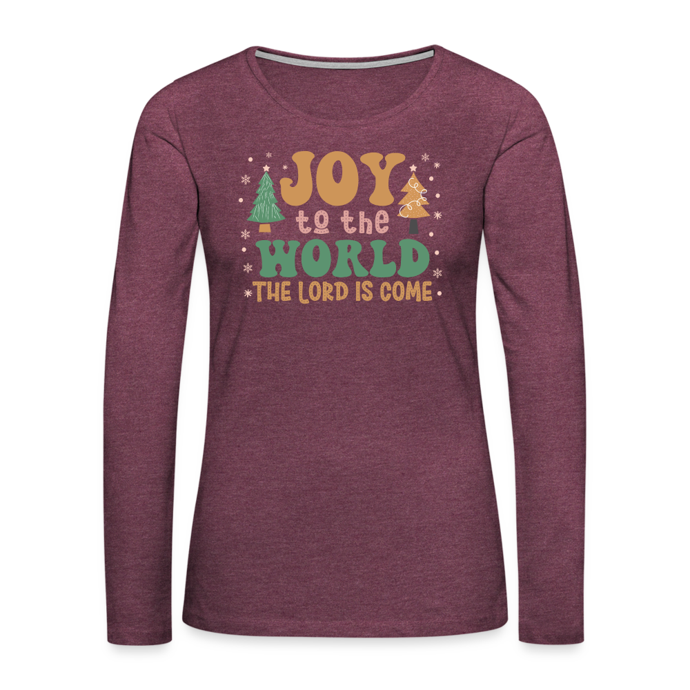 Joy to the World Christmas Family Women's Premium Long Sleeve T-Shirt - heather burgundy