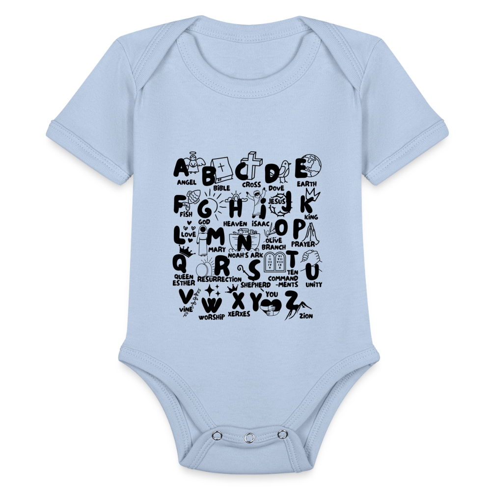 Bible Alphabet Baby Onesie Bodysuit - sky