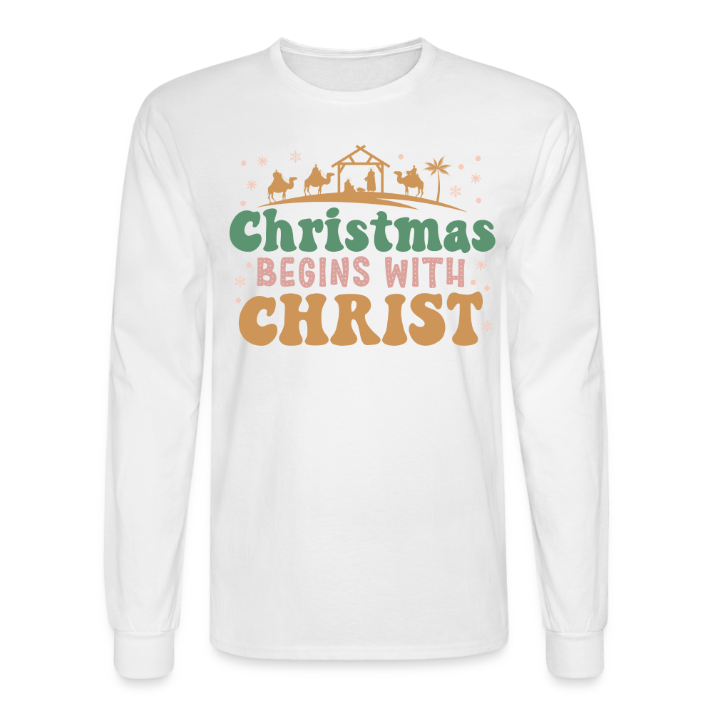 Christmas Begins with Christ Christmas Family Men's Long Sleeve T-Shirt - white