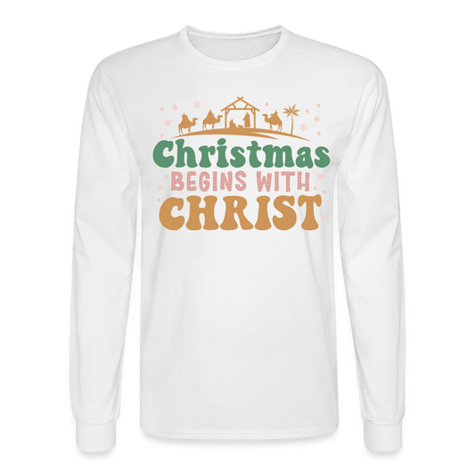 Christmas Begins with Christ Christmas Family Men's Long Sleeve T-Shirt - white