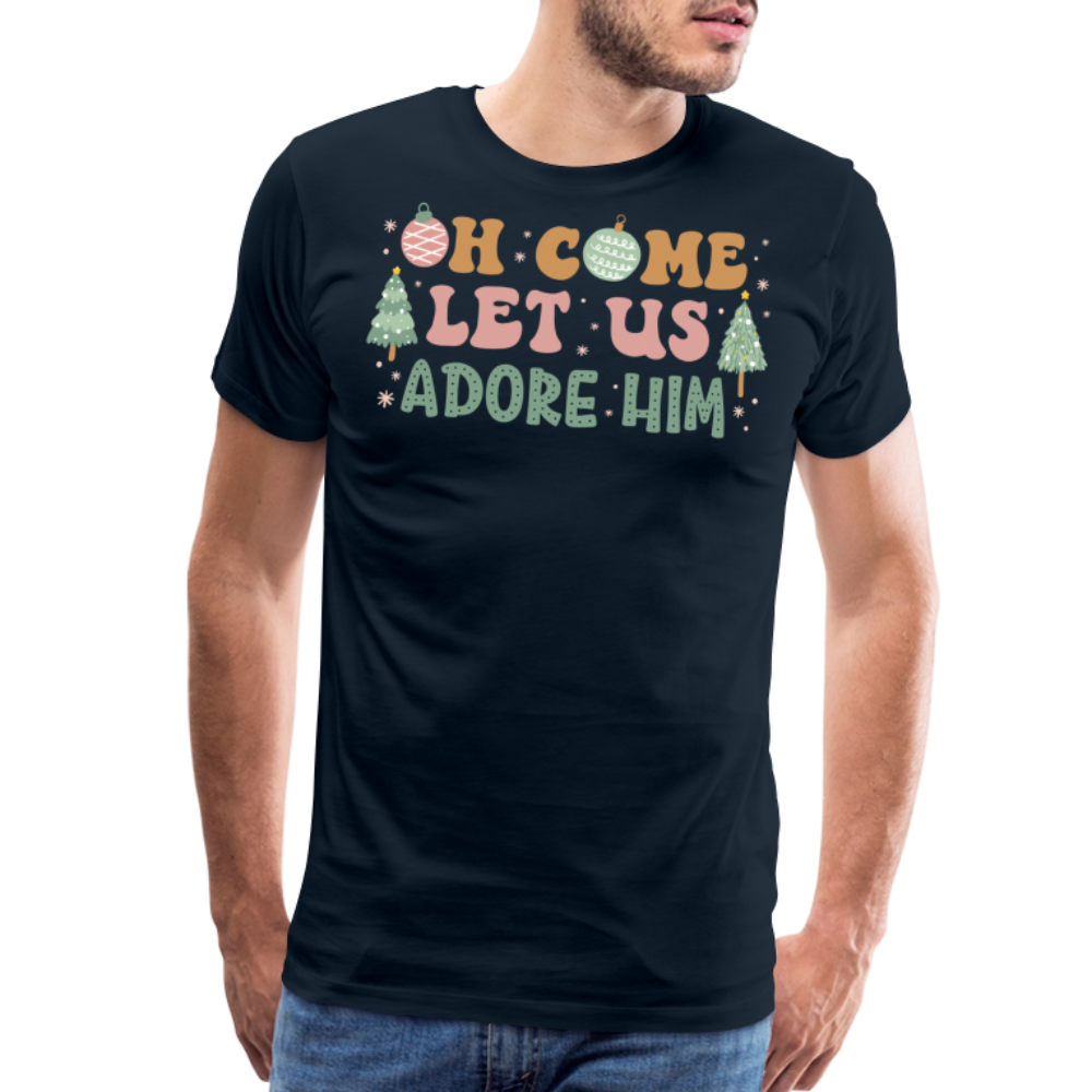 Oh Come Let Us Adore Him Christmas Family Men's Premium T-Shirt - deep navy