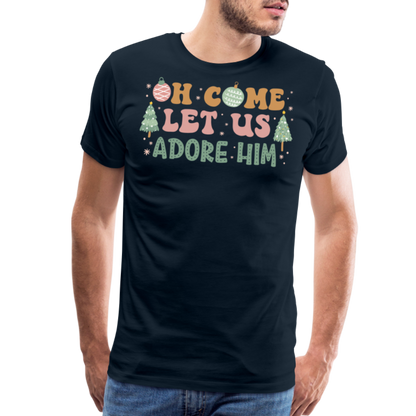 Oh Come Let Us Adore Him Christmas Family Men's Premium T-Shirt - deep navy