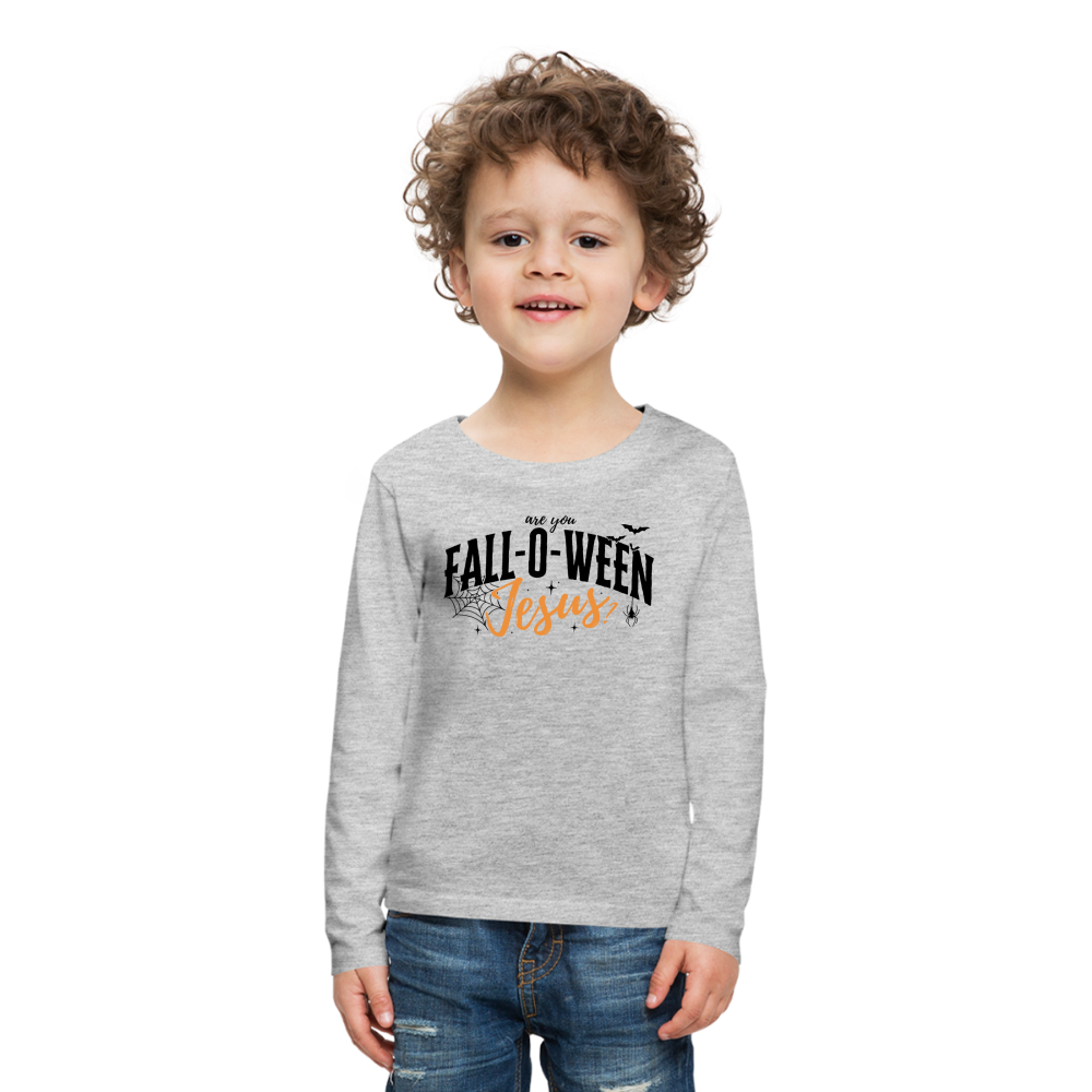 Are You Fall-O-Ween Jesus? Kid's Long Sleeve Shirt - heather gray