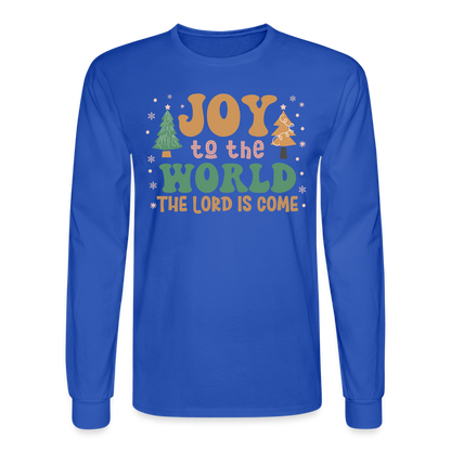 Joy to the World Christmas Family Men's Long Sleeve T-Shirt - royal blue