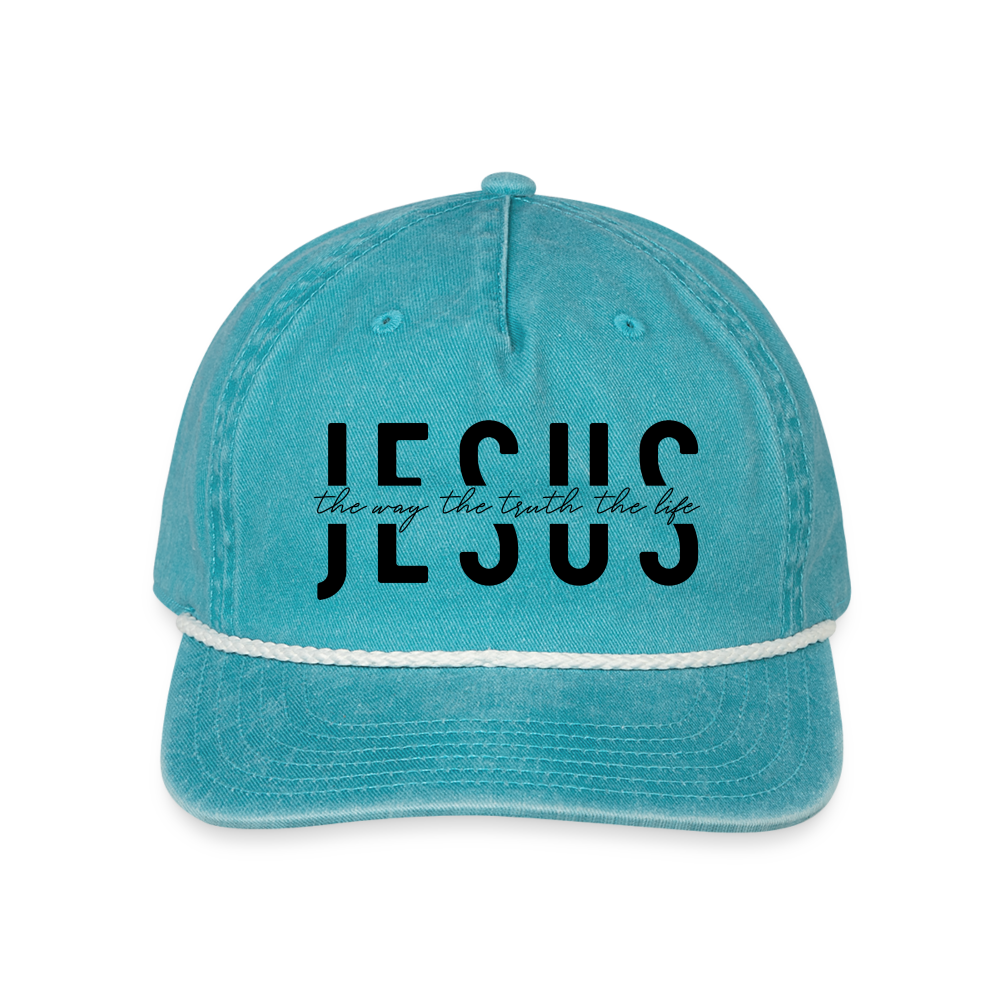 Jesus the Way the Truth the Life Hat Cap - faded turquoise