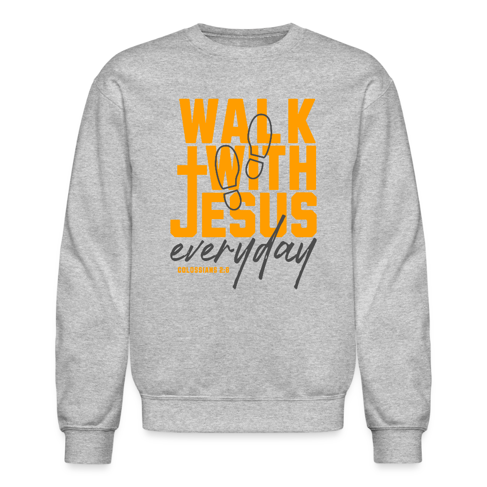 Walk with Jesus Everyday Men's Sweater - heather gray