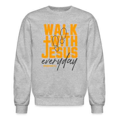 Walk with Jesus Everyday Men's Sweater - heather gray