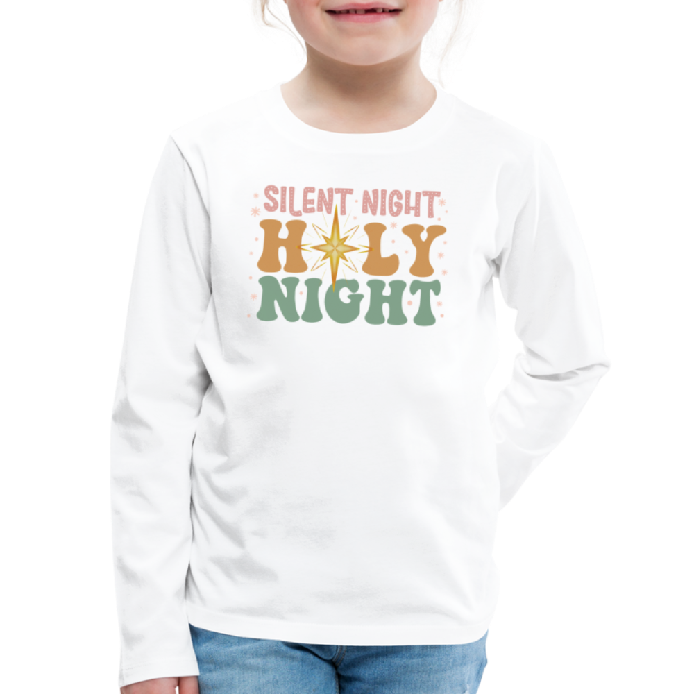 Silent Night Christmas Family Kids' Premium Long Sleeve T-Shirt - white