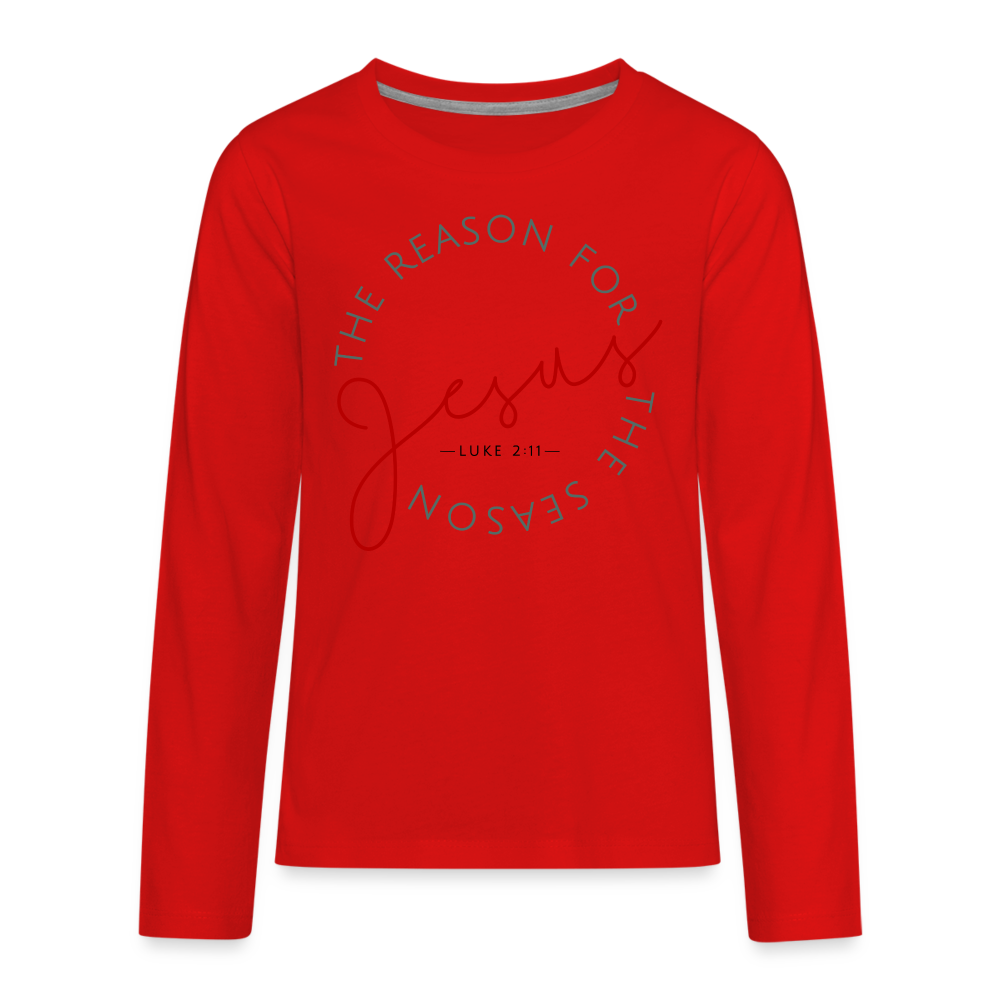 The Reason for the Season (Color) Christmas Family Kids' Premium Long Sleeve T-Shirt - red