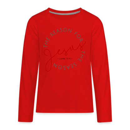 The Reason for the Season (Color) Christmas Family Kids' Premium Long Sleeve T-Shirt - red