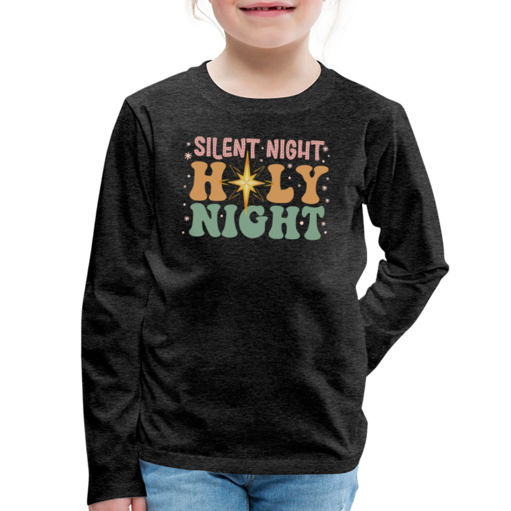 Silent Night Christmas Family Kids' Premium Long Sleeve T-Shirt - charcoal grey