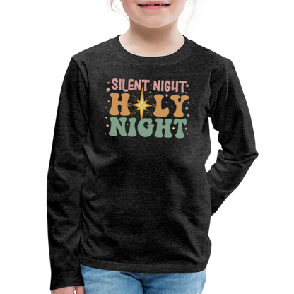 Silent Night Christmas Family Kids' Premium Long Sleeve T-Shirt - charcoal grey