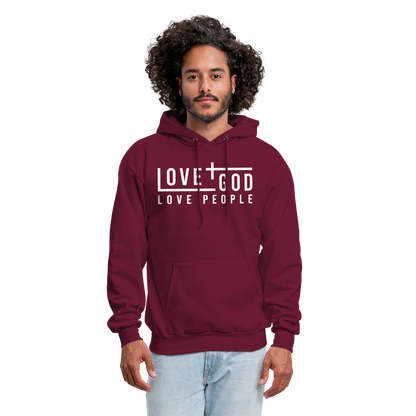 Love God Love People Men's Hoodie - burgundy