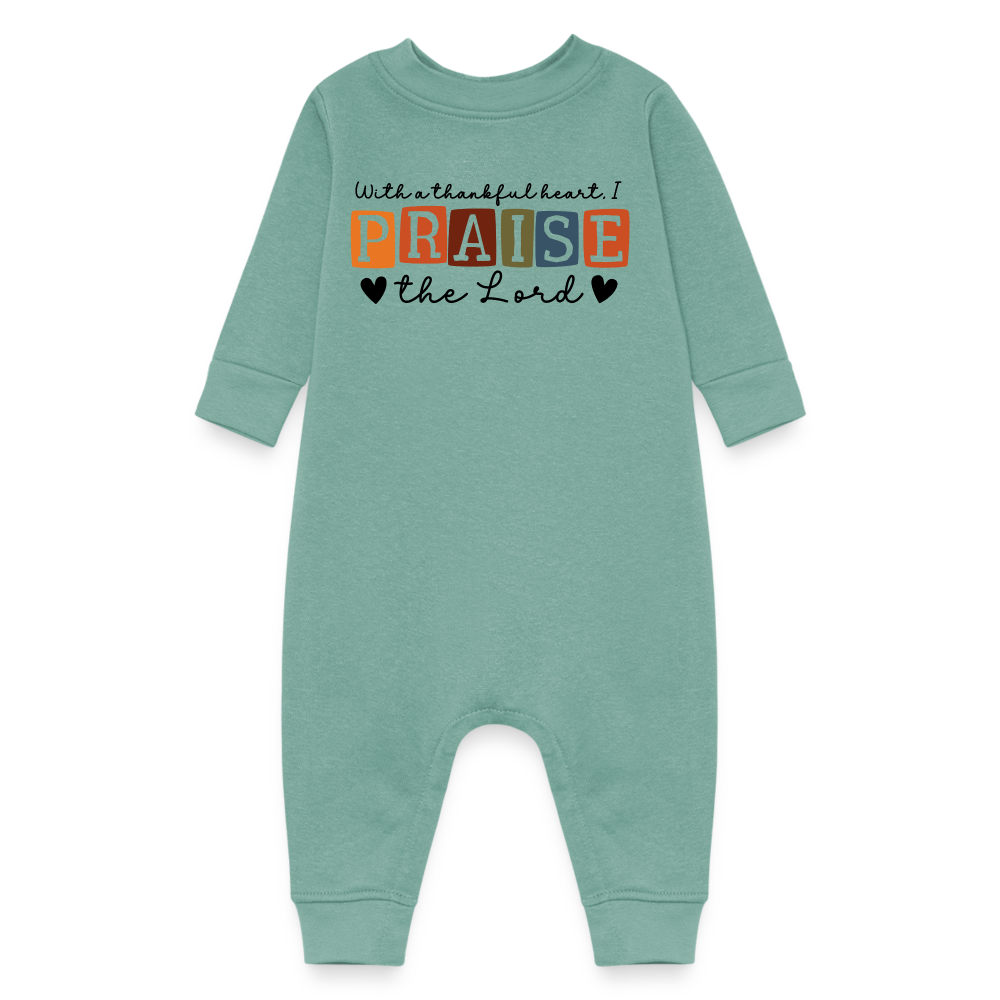 With a Thankful Heart I Praise the Lord Fleece Baby Bodysuit - saltwater