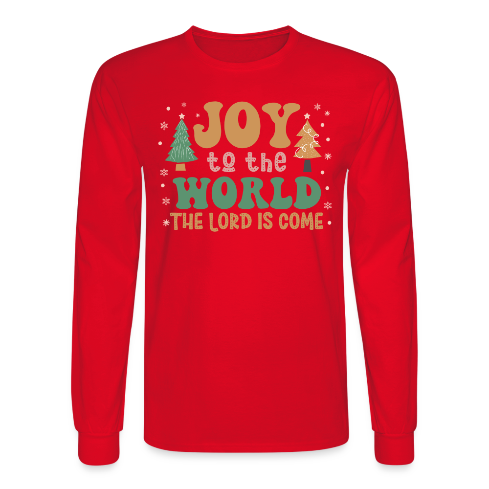 Joy to the World Christmas Family Men's Long Sleeve T-Shirt - red