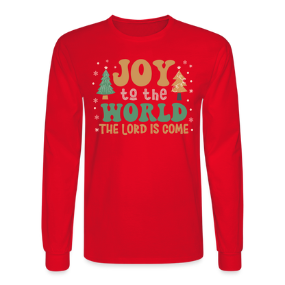 Joy to the World Christmas Family Men's Long Sleeve T-Shirt - red