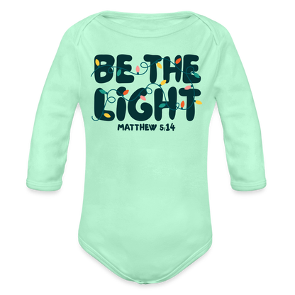 Be the Light Christmas Baby Long Sleeve Onesie - light mint