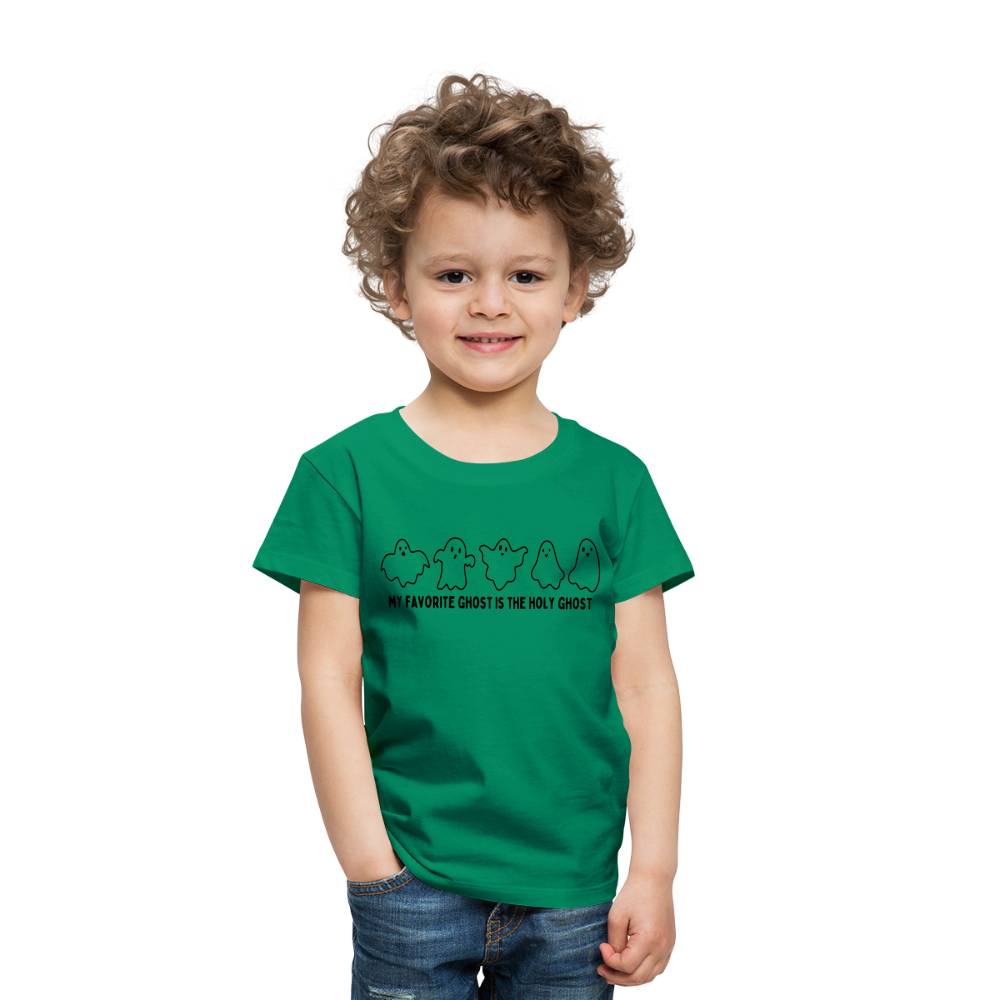 My Favorite Ghost is the Holy Ghost (B, Outline) Toddler T-Shirt - kelly green