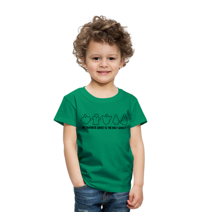 My Favorite Ghost is the Holy Ghost (B, Outline) Toddler T-Shirt - kelly green