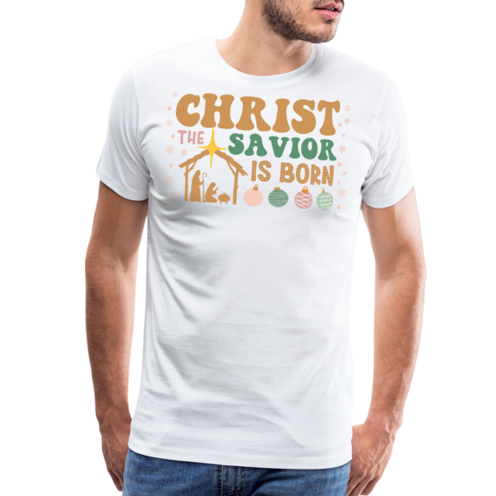 Christ the Savior is Born Christmas Family Men's Premium T-Shirt - white