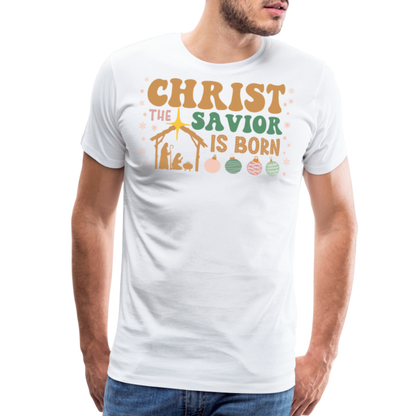 Christ the Savior is Born Christmas Family Men's Premium T-Shirt - white