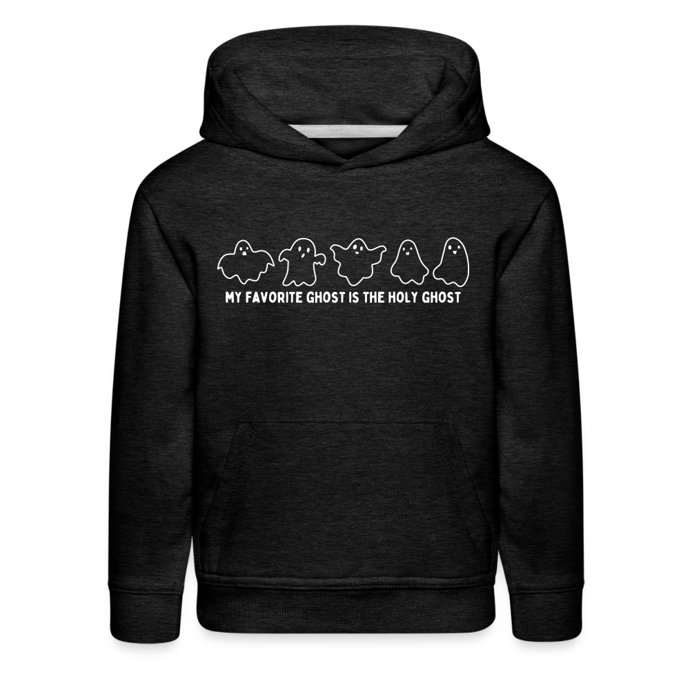 My Favorite Ghost is the Holy Ghost (Outline) Youth Hoodie - charcoal grey