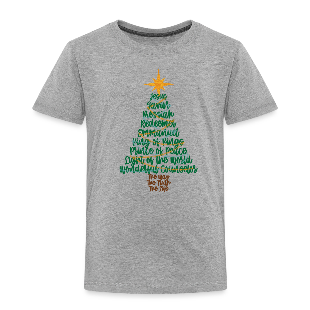 Names of Jesus Christmas Tree Toddler Shirt - heather gray