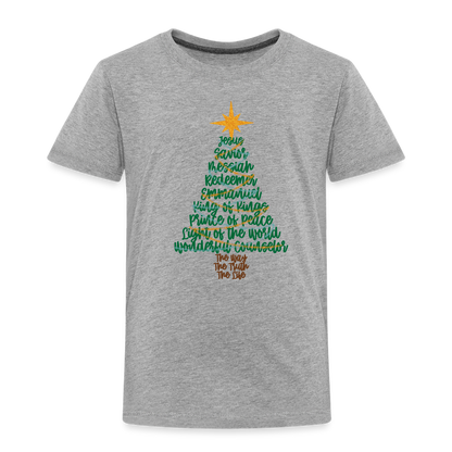 Names of Jesus Christmas Tree Toddler Shirt - heather gray