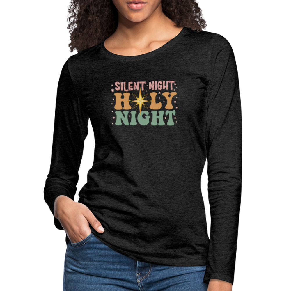 Silent Night Christmas Family Women's Premium Long Sleeve T-Shirt - charcoal grey