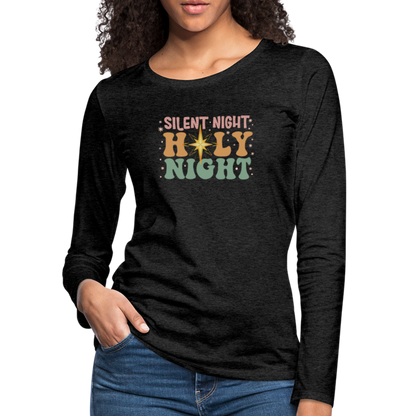 Silent Night Christmas Family Women's Premium Long Sleeve T-Shirt - charcoal grey