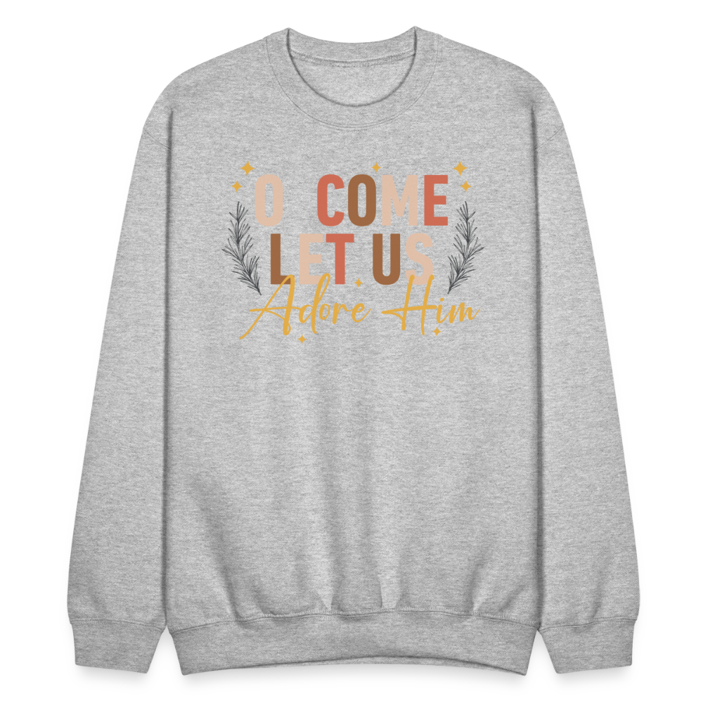 O Come Let us Adore Him Christmas Men's Sweater - heather gray