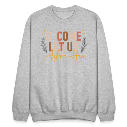 O Come Let us Adore Him Christmas Men's Sweater - heather gray