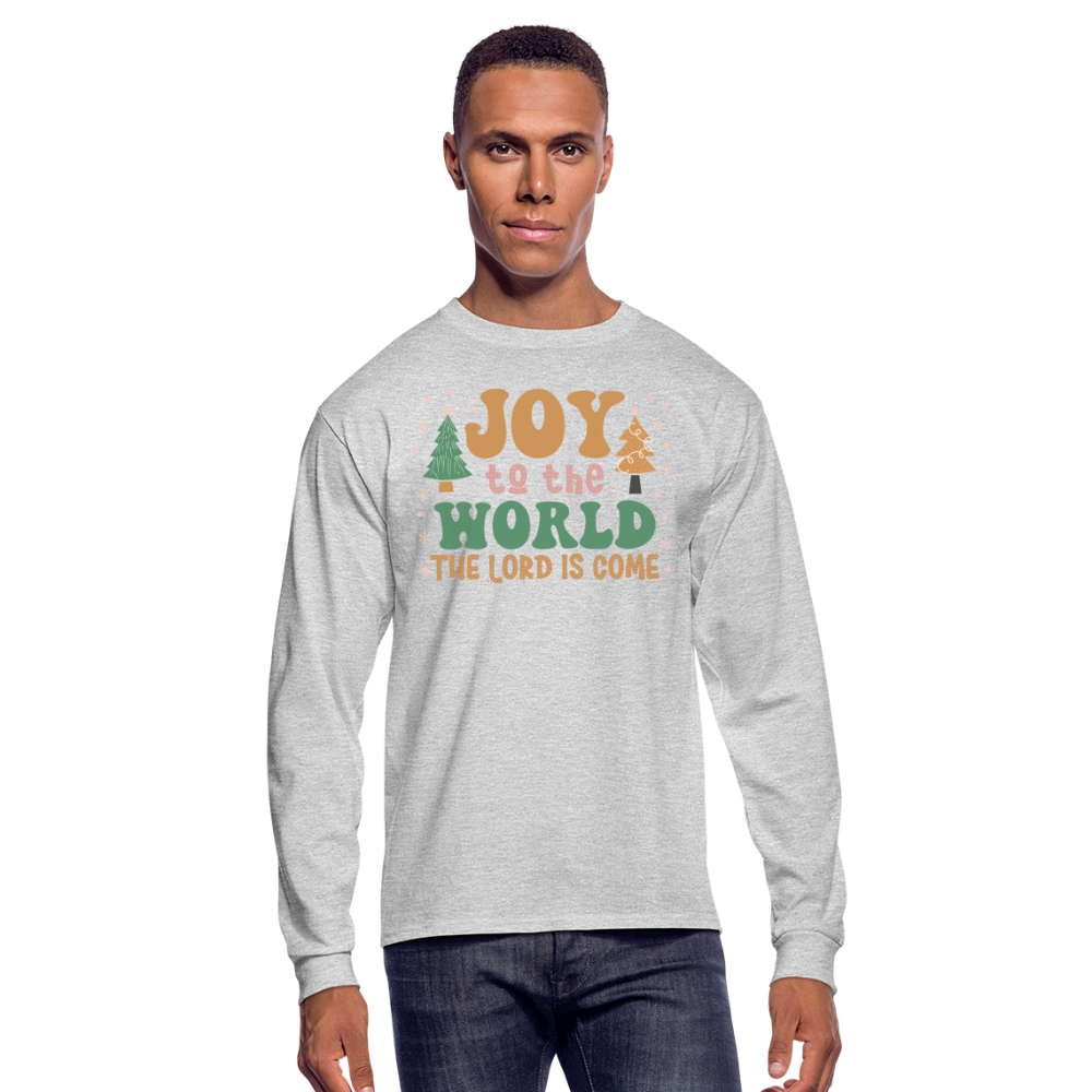 Joy to the World Christmas Family Men's Long Sleeve T-Shirt - heather gray