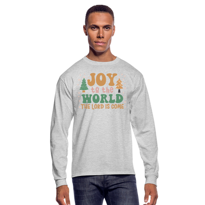 Joy to the World Christmas Family Men's Long Sleeve T-Shirt - heather gray