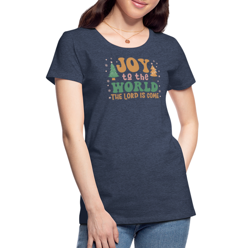 Joy to the World Christmas Family Women’s Premium T-Shirt - heather blue