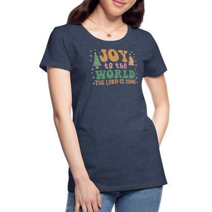 Joy to the World Christmas Family Women’s Premium T-Shirt - heather blue