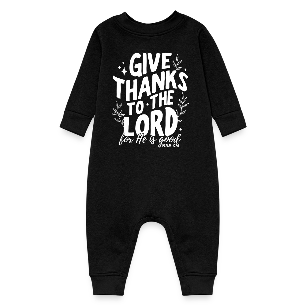 Give Thanks to the Lord (W) Baby Fleece Bodysuit - black