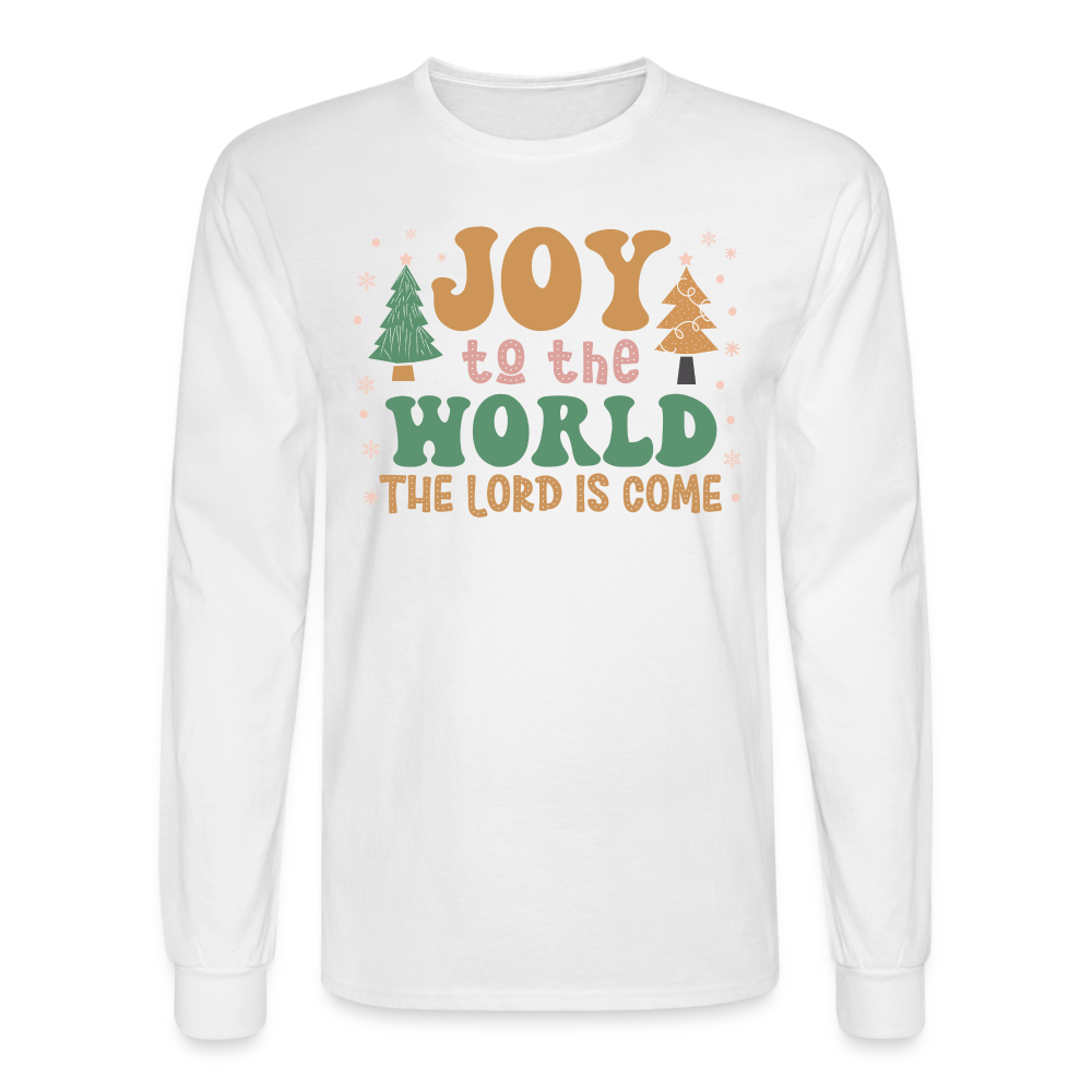 Joy to the World Christmas Family Men's Long Sleeve T-Shirt - white