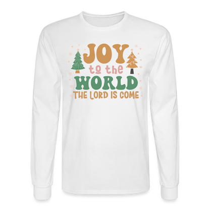 Joy to the World Christmas Family Men's Long Sleeve T-Shirt - white