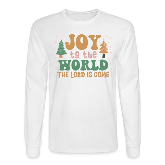 Joy to the World Christmas Family Men's Long Sleeve T-Shirt - white